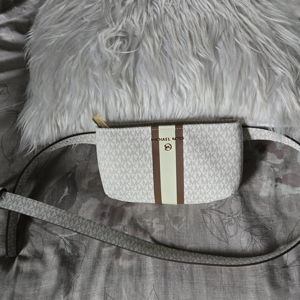 Michael Kors Cream and Tan Crossbody Bag